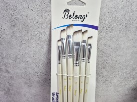 Pack 6 pinceles mgo blanco cerda borde negro BOLONG angular 
